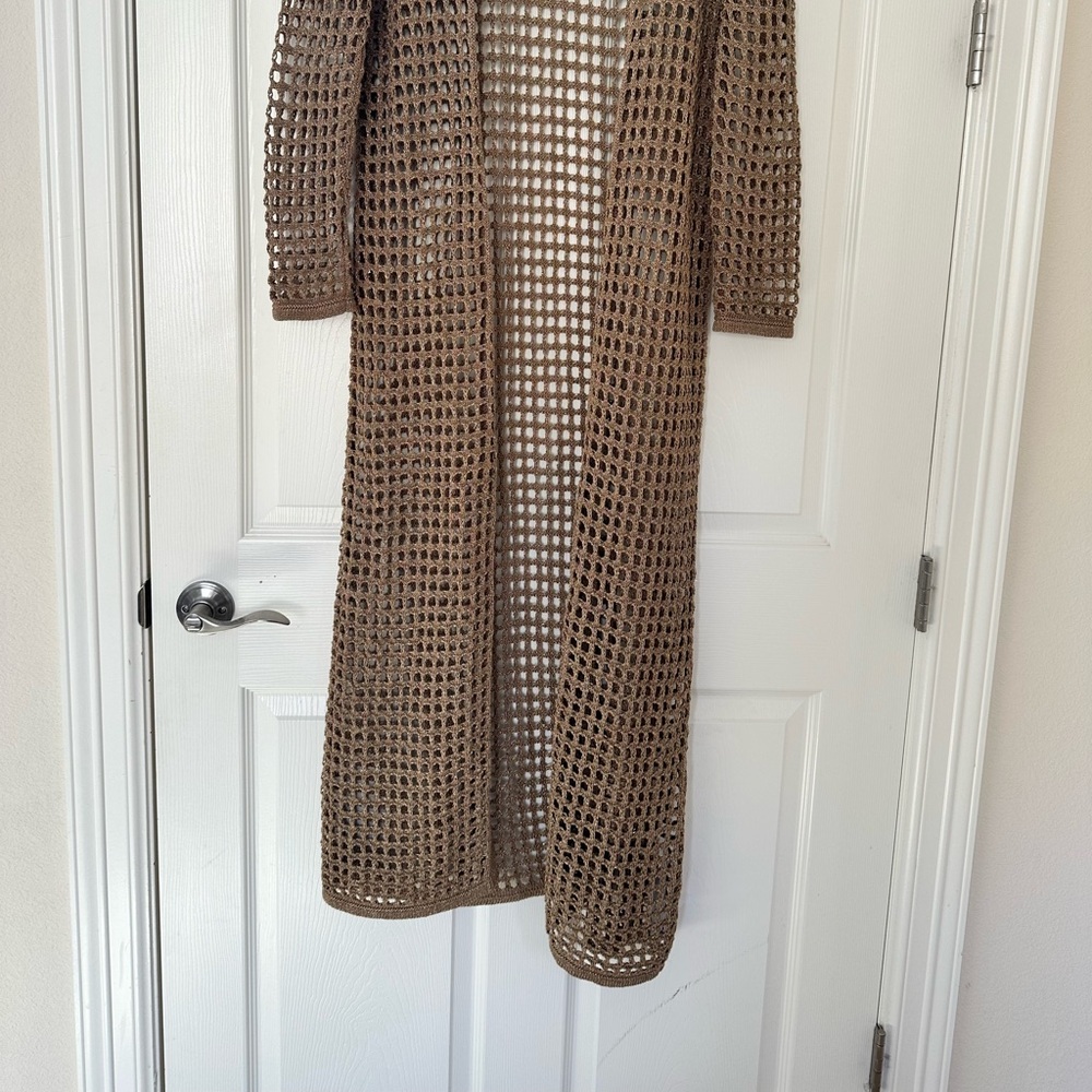 Zara Knit Long Coat/ Cardigan Metallic Thread Size S - Picture 2 of 7